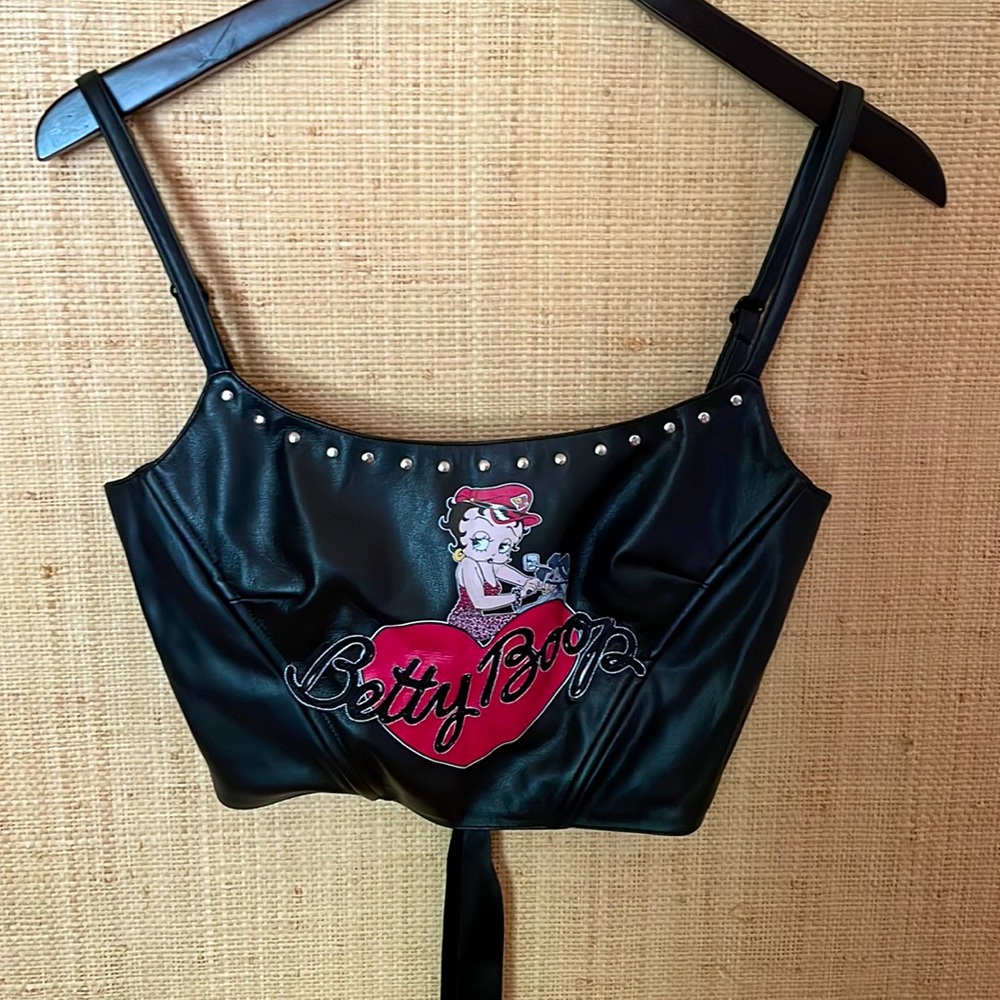 DOLLS KILL X BETTY BOOP black faux leather corset